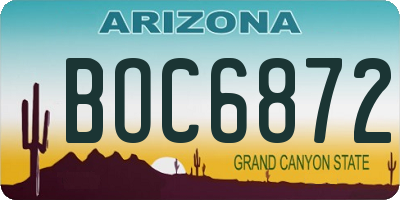 AZ license plate BOC6872