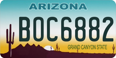 AZ license plate BOC6882