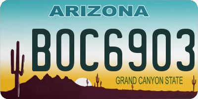 AZ license plate BOC6903