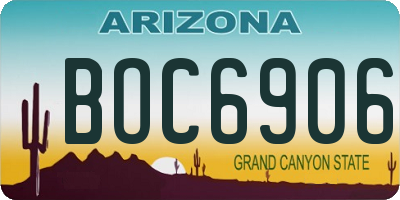 AZ license plate BOC6906