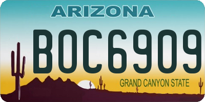 AZ license plate BOC6909