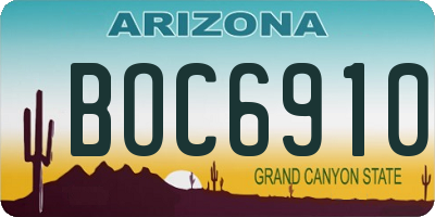 AZ license plate BOC6910
