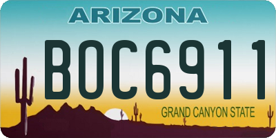 AZ license plate BOC6911