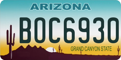 AZ license plate BOC6930