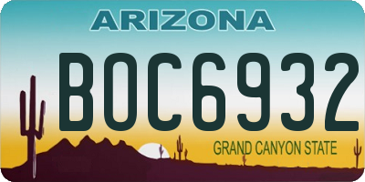 AZ license plate BOC6932