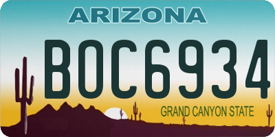 AZ license plate BOC6934