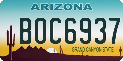 AZ license plate BOC6937