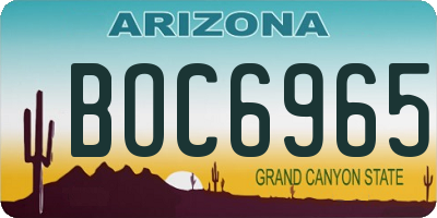AZ license plate BOC6965