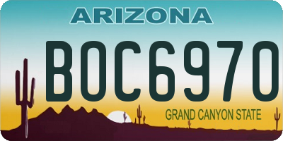 AZ license plate BOC6970