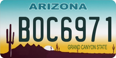 AZ license plate BOC6971