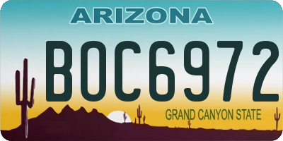 AZ license plate BOC6972