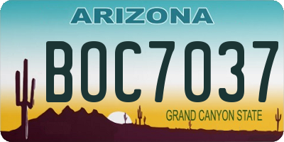 AZ license plate BOC7037