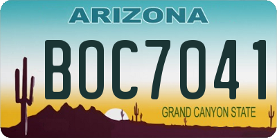 AZ license plate BOC7041
