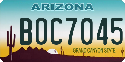 AZ license plate BOC7045