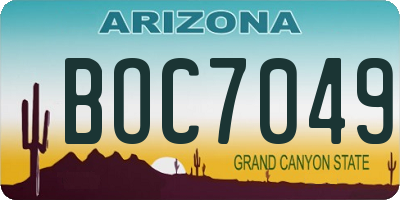 AZ license plate BOC7049