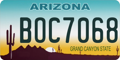 AZ license plate BOC7068