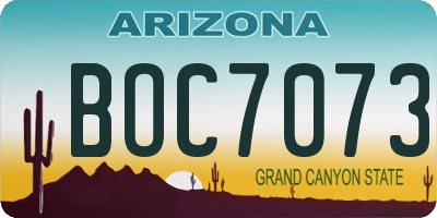 AZ license plate BOC7073