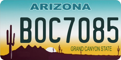 AZ license plate BOC7085