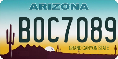 AZ license plate BOC7089