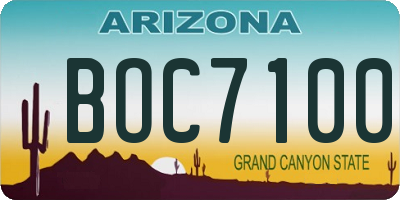 AZ license plate BOC7100