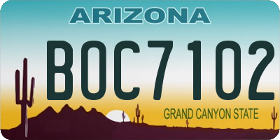 AZ license plate BOC7102