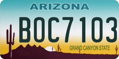 AZ license plate BOC7103