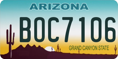 AZ license plate BOC7106