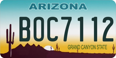 AZ license plate BOC7112