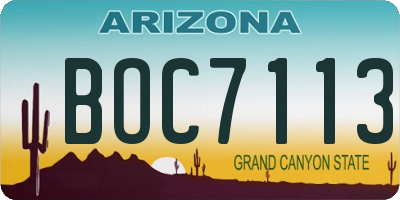 AZ license plate BOC7113