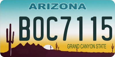 AZ license plate BOC7115
