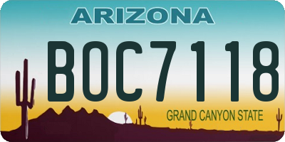AZ license plate BOC7118