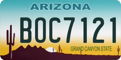AZ license plate BOC7121
