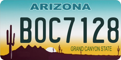 AZ license plate BOC7128