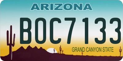 AZ license plate BOC7133