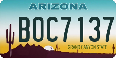 AZ license plate BOC7137