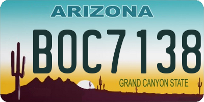 AZ license plate BOC7138