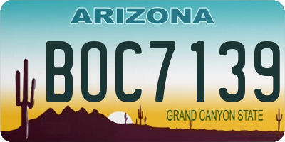 AZ license plate BOC7139