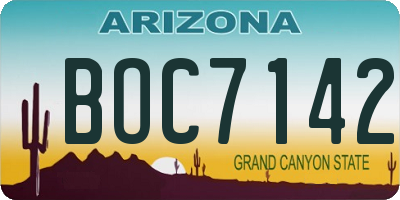 AZ license plate BOC7142