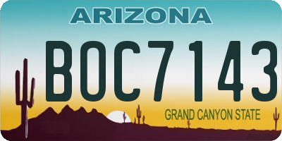 AZ license plate BOC7143