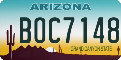 AZ license plate BOC7148