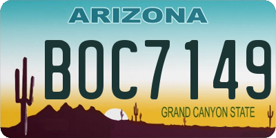 AZ license plate BOC7149