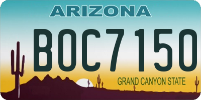 AZ license plate BOC7150