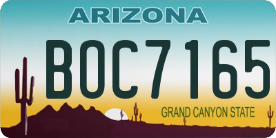 AZ license plate BOC7165