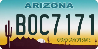 AZ license plate BOC7171