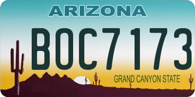 AZ license plate BOC7173