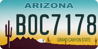 AZ license plate BOC7178