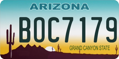 AZ license plate BOC7179