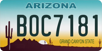 AZ license plate BOC7181
