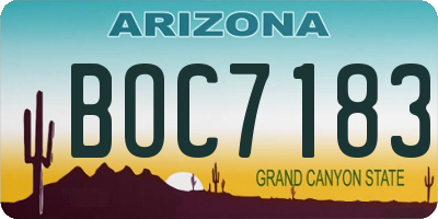 AZ license plate BOC7183