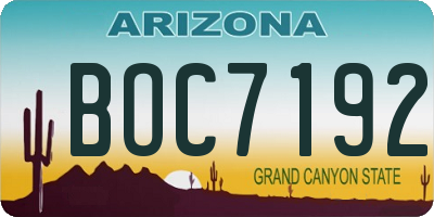 AZ license plate BOC7192